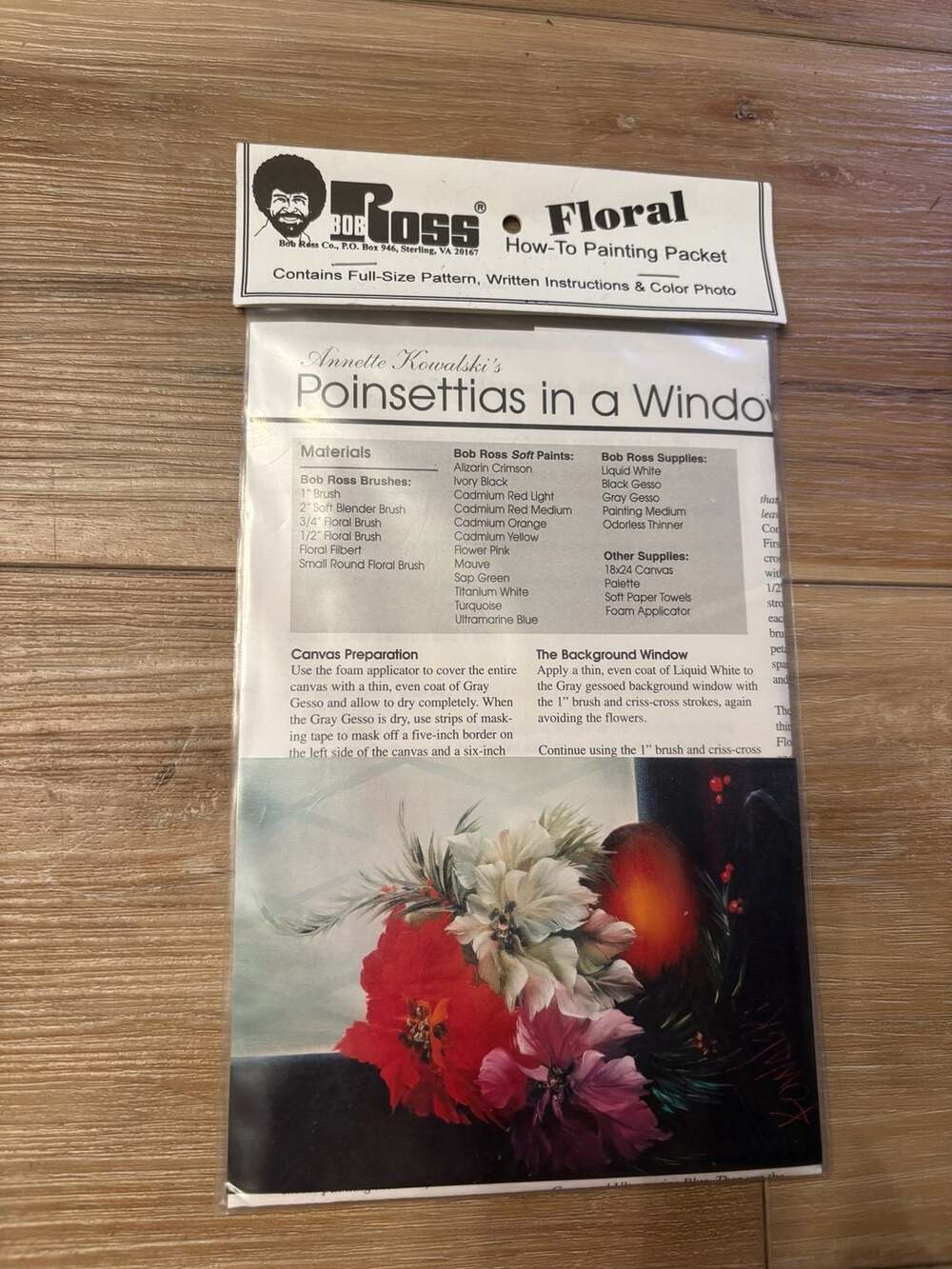 Bob Ross How-To Painting Packet: Annette Kowalski's Poinsettias in a Window
